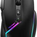 TECKNET Wired Gaming Mouse, 12,800 DPI with Optical Sensor, 8 Programmable Buttons, 13 RGB Backlit Modes, Ergonomic Design, Custom Software Gaming Mice for Laptop,PC (Black)
