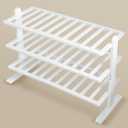 Varhomax White Shoe Rack, Bamboo Shoe Rack Organizer for Closet and Entryway, Thick Wooden Free Standing Shoe Shelf for Small Spaces, Sturdy & Versatile for Bedroom, Bathroom, Garage (3-Tier)