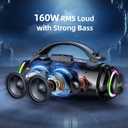 ZEALOT 160W Bluetooth Speaker, Portable Wireless Loud Speaker with 36000mAh Battery, IPX6 Waterproof Outdoor Speaker, Deep Bass Stereo Sound, EQ/USB/TF/AUX for Home/Party/Beach/Travel
