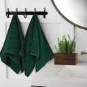 Jacquotha 2-Piece Hand Towels Set in Forest Green, Wavy Striped Jacquard Towels for Bathroom Kitchen Gifts (13x29 Inches, 100% Cotton)