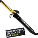 MQ Hair - Professional Curling Iron with Clamp - Dual Voltage, Salon Finish, Ultra-Fast Heating - Versatile Styler, Five Temperature Settings - Gold Titanium - 32mm