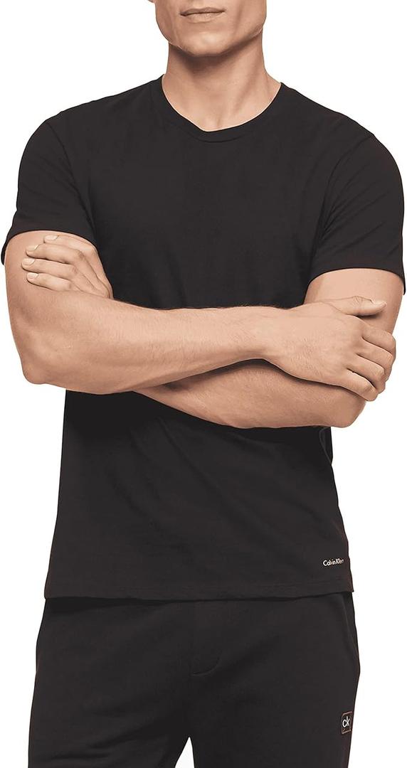 Calvin Klein Men's Cotton Classics 4-Pack Undershirts (Large, 4 Black Crewneck)