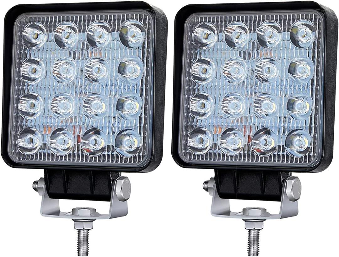 LED Tractor Work Lights 4 Inch 48W Led Pod Light Square Off Road Fog Lights for Truck ATV UTV RV RZR Boat Pickup Golf Cart Snow Blower, 2Pcs