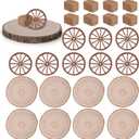 24PCS Western Party Decorations Mini Cowboy Centerpieces Wagon Wheel Crafts Wooden Plate Mini Hay Bales Vintage Table Centerpieces Supplies for Western Cowboy Theme Birthday Wedding Party Favors Decor