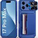 for iPhone 17 Pro Max Case Wallet with Card Holder (4-5 Cards), Slide Camera Cover, Military Grade Shockproof, Heavy Duty Rugged Women Men Phone Case for iPhone 17 Promax 6.9" 2025, Roral Blue