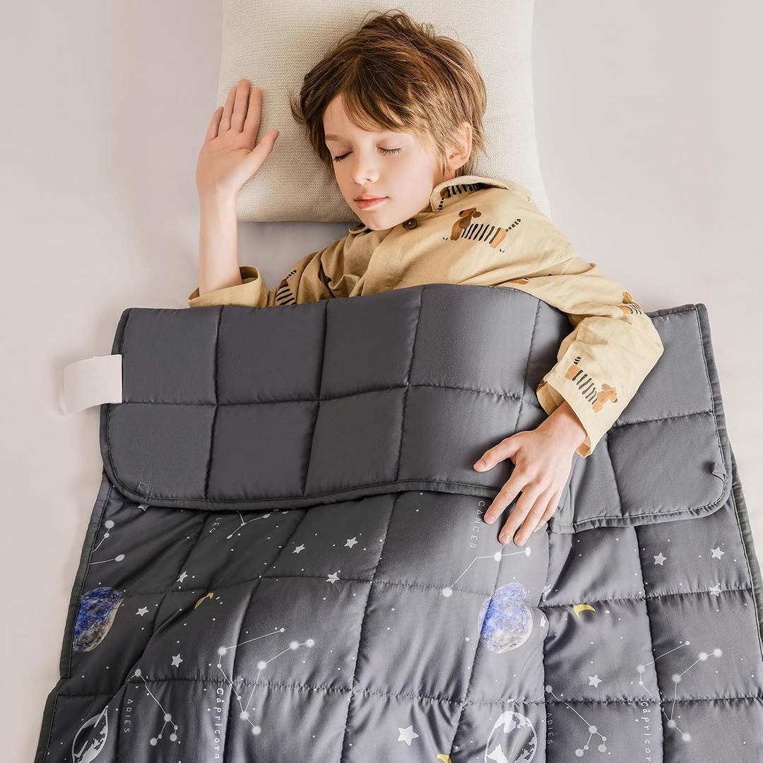 Topcee Weighted Blanket (5lbs 36"x48") Heavy Weighted Blanket Cooling Blanket for Sleeping Perfect for 40-60 lbs,Throw Size Breathable Blanket with Premium Glass Bead (Grey Starry Sky)