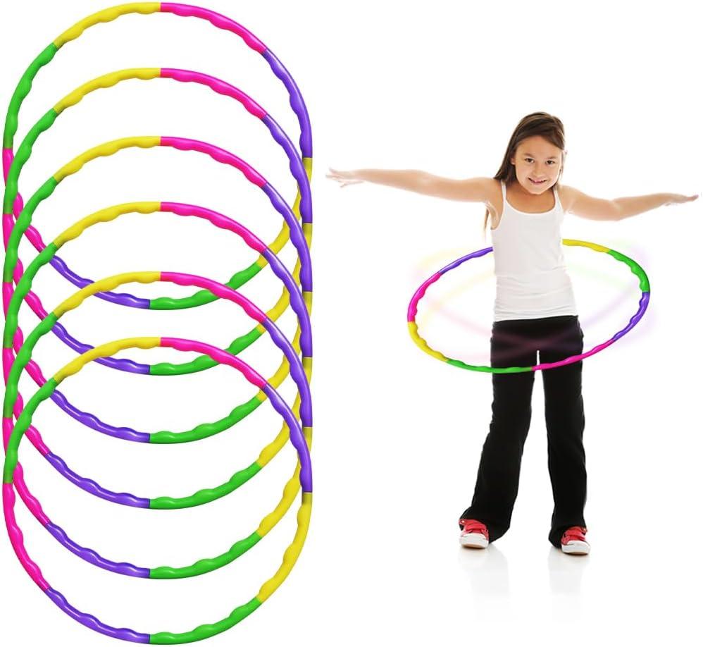 ArtCreativity Hula Hoop for Kids (Pack of 6), Adjustable Size Hoola Hoop Toy for Exercise, 8 Section Detachable Hoola Hoops, Playground Toys for Outdoor Fun, Birthday Party Favors for Boys and Girls