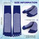 Cutecrop 6 Pairs Non Slip Five Toe Socks Hospital Socks with Grips Double Sided Non Slip Gripper Safety Fall Prevention for Adults Elderly Bariatric Home Hospital(Blue)