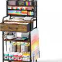 Homsorout Art cart, 3 Tier Rolling Cart - Utility Cart with Storage Drawer and Wheels, Versatile Art & Craft Organizer for Home, Office, or Studio Ideal for Storing Brushes, Paints Brown