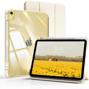kenke Hybrid Case for iPad (A16) 11 Inch 2025, iPad 10th Generation Case 10.9 Inch 2022 with Pencil Holder, Detachable Cover with Clear Hard Back Shell, Auto Sleep/Wake, Cream White