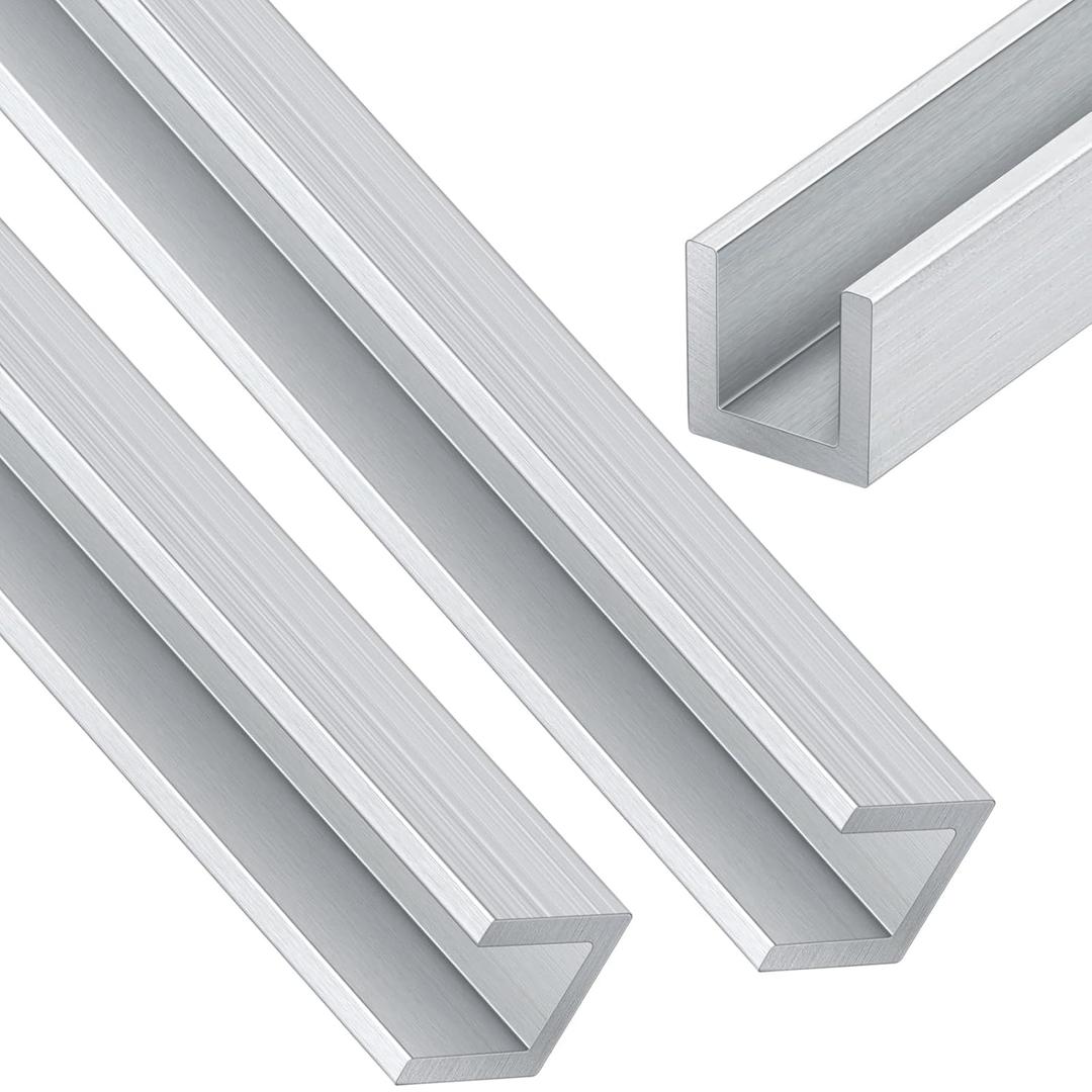 Yaocom 2 Pcs 4 ft 1/4" U Channel Aluminum 1/16" Walls x 3/8" High x 3/8" Width Aluminum C Channel Metal 6063 Alloy T-6 Temper for Posters Signs Frame Display Stands