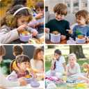 BABHAMNESS 13.5oz Soup Thermo for Hot Food Kids Insulated Vacuum Food Jar with Buckle Lid,Wide Mouth Leakproof Stainless Steel Lunch Container with Spoon-Purple