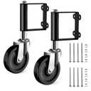 Ronlap Gate Wheels for Wooden Gate, Gate Caster Wheel Spring Loaded for Metal Tube Swing Gate Fence Gate Wheel for Gates Heavy Duty Outdoor Farm Gate Rollers, 220 Lbs, Upgraded 4 Inches, 2 Pack, Black