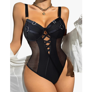 Avidlove Women Lingerie Bodysuit Mesh Teddy Underwire Lace Bodysuits One Piece Babydoll With Snap Crotch XL
