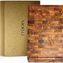 MOELLE Premium Danish Teak Wood Cutting Board Durable End Grain Wooden Cutting Board for Kitchen, Knife-Friendly, Sustainable Gift-Ready Packaging (Medium)