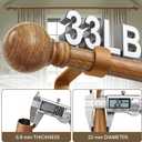 Boho Wood Curtain Rods for Windows 72 to 144 inch 1" Diameter Adjustable Heavy Duty Window Curtain Rod with Decorative Wooden Grain Finials Drapery Rods for Living Room Bedroom Kitchen Cafe Farmhouse