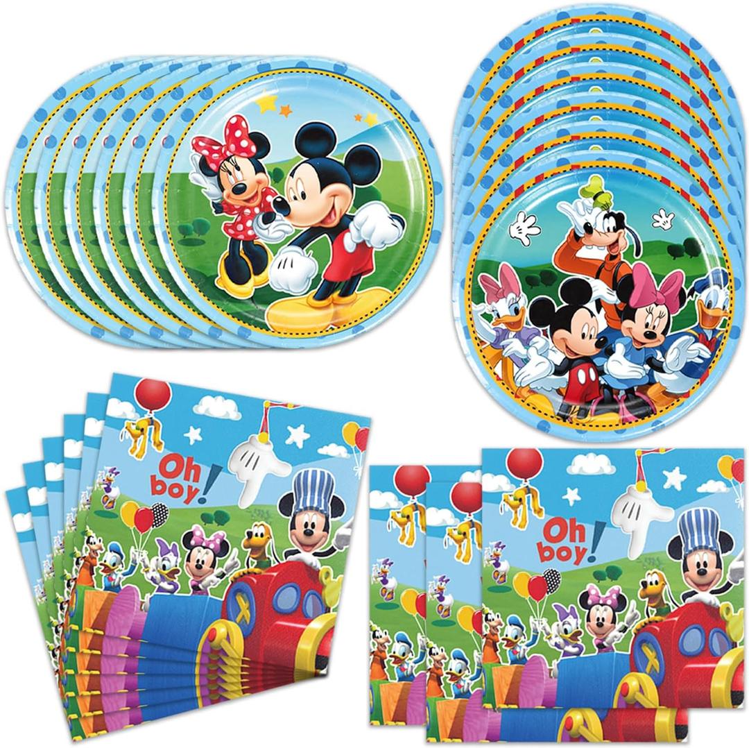 40Pack Mickey Party Supplies Include 20 Plates, 20 Napkins for Mickey Birthday Party Decoration