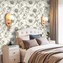 Gray Floral Peel and Stick Wallpaper Vintage Wallpaper Self-Adhesive Vinyl Wall Paper for DIY Home Decor 17.7in x 118in
