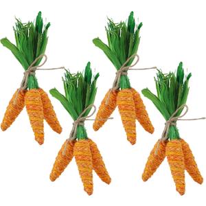 DR.DUDU Easter Decorations 12 Pcs Carrot Ornament, Sisal Jute Fabric Artificial Decor for Spring Crafts, Fireplace, Home, Kitchen Party Supplies