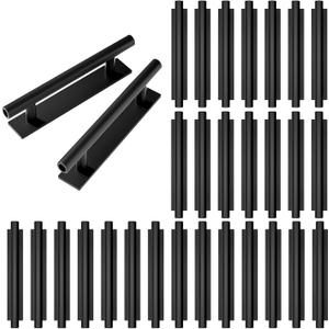 kwa heri Self-Stick Push Pull Helper Black Hidden Cabinet Handles ABS Plastic Door Window Wardrobe Instant Cabinet Drawer Furniture Handles (Black, Pack, 30)