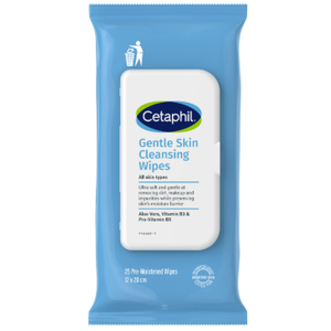 Cetaphil Face and Body Wipes, Gentle Skin Cleansing Cloths, 25 Count (Pack of 3), for Dry, Sensitive Skin, Flip Top Closure, Great for the Gym, Travel, in the Car, Hypoallergenic, Fragrance Free