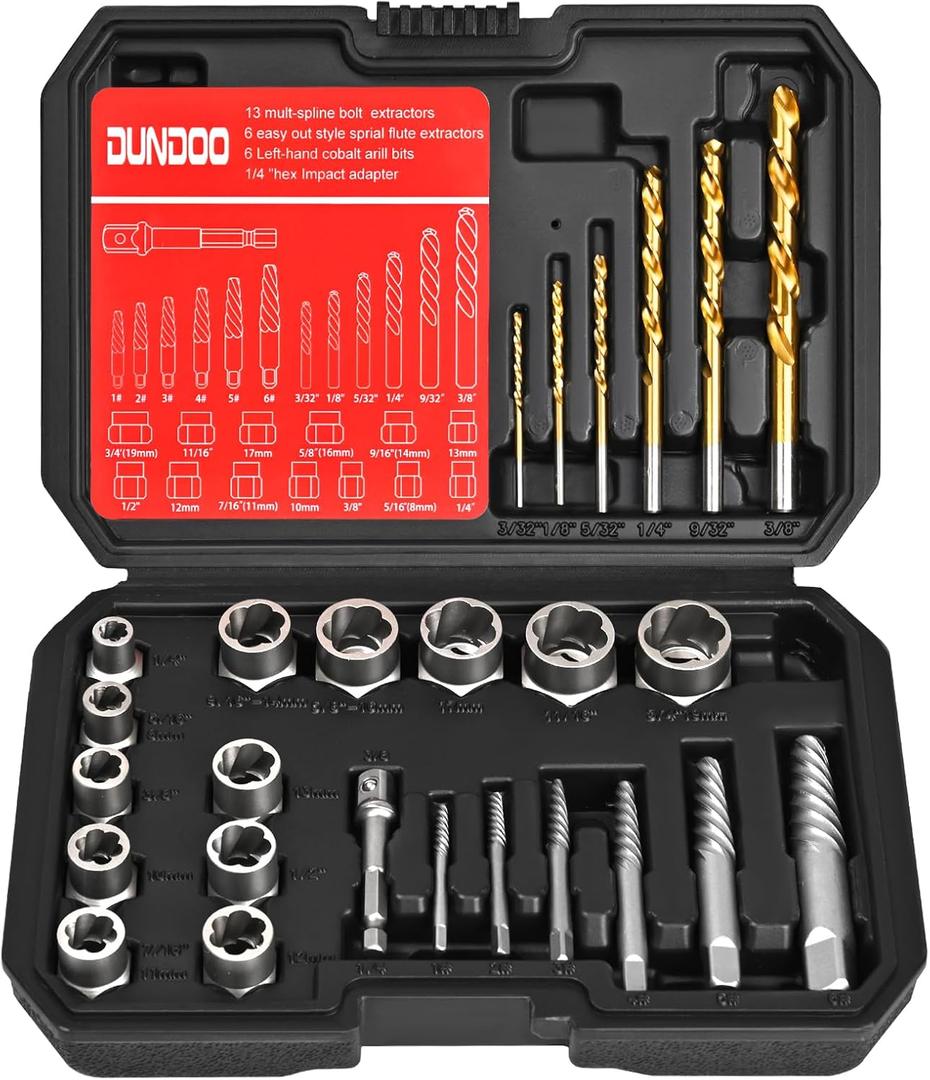 30PCS Screw Extractor Set & Bolt Extractor Set, Left Hand Drill Bit Set, Easy Out Extractor SetStripped Bolt Remover ToolsCobalt HSS Steel Kit for Damaged, Rounded-Off Bolts, Screws, Nuts, Studs