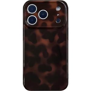 Aesthetic Tortoise Shell Phone Case for iPhone 17 Pro 6.3in,Retro Cool Girl Leopard Print Brown Amber Trendy Full Camera Protective Cover for iPhone 17pro 6.3"