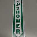 Accuform PSP438 Projection Sign 90D, "Shower", 0.10" Thick High-Impact Plastic, Pre-Drilled Mounting Holes, Plastic, 18" x 4", White on Green