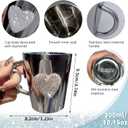 Heart-Shaped Crystal Rhinestone Stainless Steel Coffee Mug, Small Camping Mugs with Handle Durable and Reuseable Mug Cup for Water,Iced Coffee,Milk,Tea,Juice