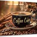 XLMDYYSW Vintage Coffee Sign Wall Art Kitchen Pictures Coffee Cup and Bean Canvas Prints Rustic Family Cafe Bar Painting for Dining Room Home Decor Framed (Black, 12L x 18W)