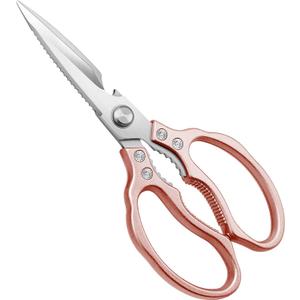 CGBE Kitchen Scissors, Multi-Purpose Kitchen Shears, Heavy Duty Dishwasher Safe Food Scissors for Chicken, Poultry, Fish, Meat & Herbs with Non-Slip Grips - Rosegold