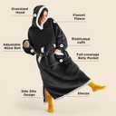 Bedsure Wearable Blanket Hoodie, Long Hooded Blanket Sweatshirt as Christmas Birthday Gifts for Men, Cozy Sherpa Hoodie for Adult, Oversize, Charcoal
