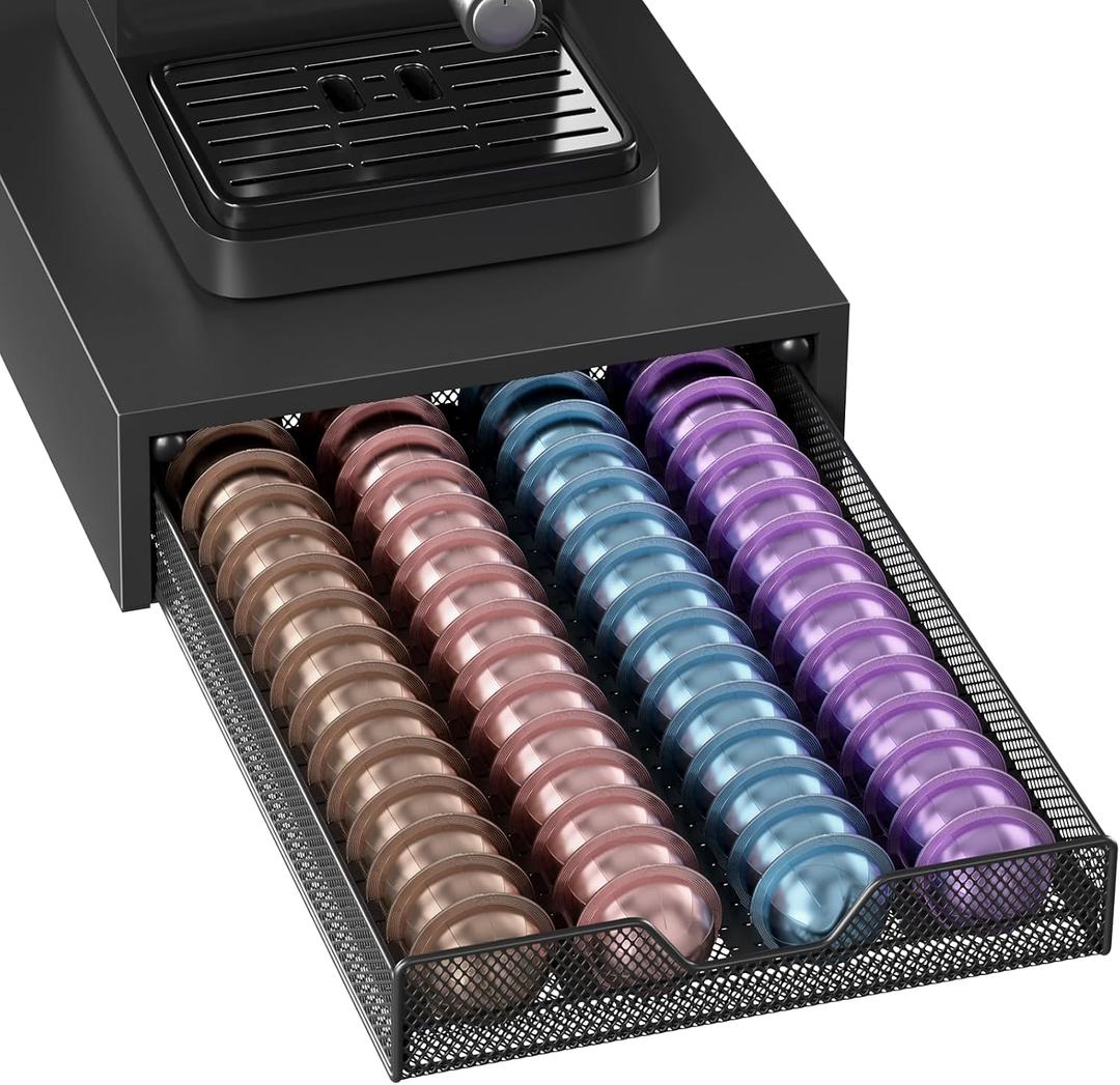 ECOLOVI Nespresso Pods Holder, K Cup Holder, Coffee Pod Holder Organizer Compatible with Nespresso Vertuo Capsules, Holds 60 Small or 40 Large Pods, Black