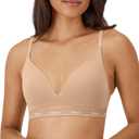 Hanes Women's Originals Full Coverage Contour Wireless Stretch Cotton T-Shirt Bra (Beige)