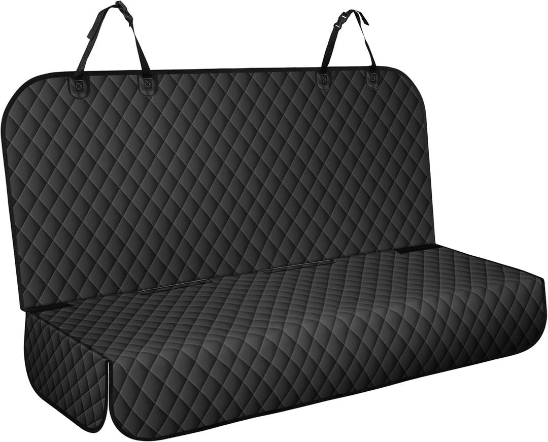 Backseat Cover for Dogs, Waterproof and Non-Slip Pet Bench Seat Covers, Car Seat Protector for Back Seat, Universal Size Rear Car Seat Cover Fits Cars, Trucks and SUVs, L-Black
