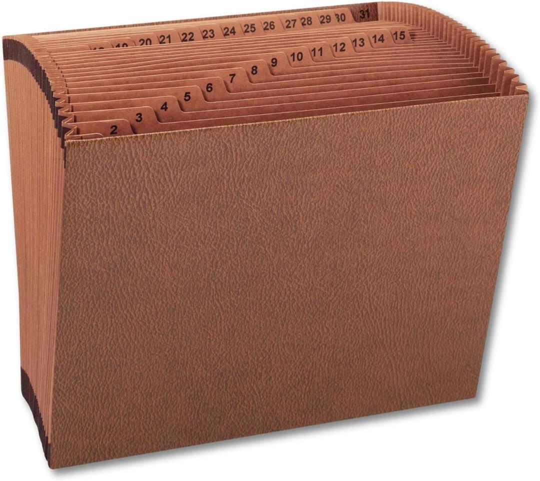 1InTheOffice Expanding File Folder 31 Sections, Accordion File Organizer, Numerical Open Top Pocket Expanding File Folder, Letter Size