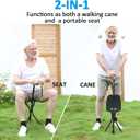 REHAND Walking Cane with Seat, Lightweight Foldable, Adjustable, Collapsible Canes with Stool for Men & Women, Heavy Duty All Terrain Tip, Portable Walking Stick Chair for Seniors & Adults