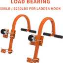 Roof Ladder Hooks,Heavy Duty Steel Extension Ladder Stabilizer for Roof,Ladder Roof Hook with Wheel Extension Ladder Rubber Grip T-Bar for Roof Ridge 2 Pack