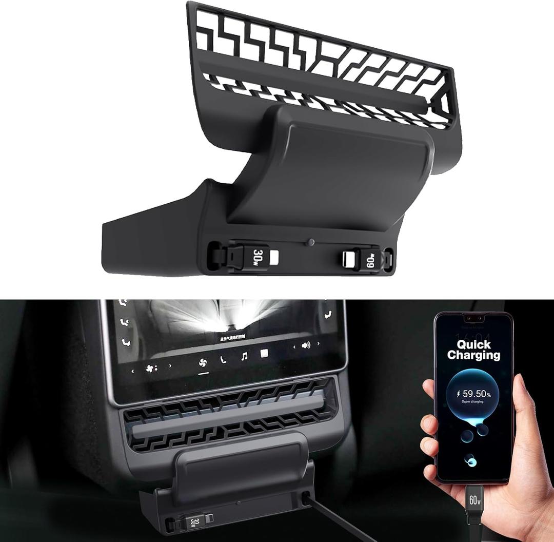 Retractable Center Console USB Hub for Model 3 Highland 2024 / Model Y Juniper 2025, THELIFELICIOUS Car Phone Charger Suitable for Updated Model 3/Y Accessories Fast Charging Docking Station