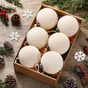 6 Pcs Christmas Velvet Balls 4 Inch Large Cream White Flocked Christmas Hanging Ornaments Decor Shatterproof Luxury Handmade Velvet Balls Xmas Tree Ornaments Bulbs for Wedding Anniversary Party (Beige)