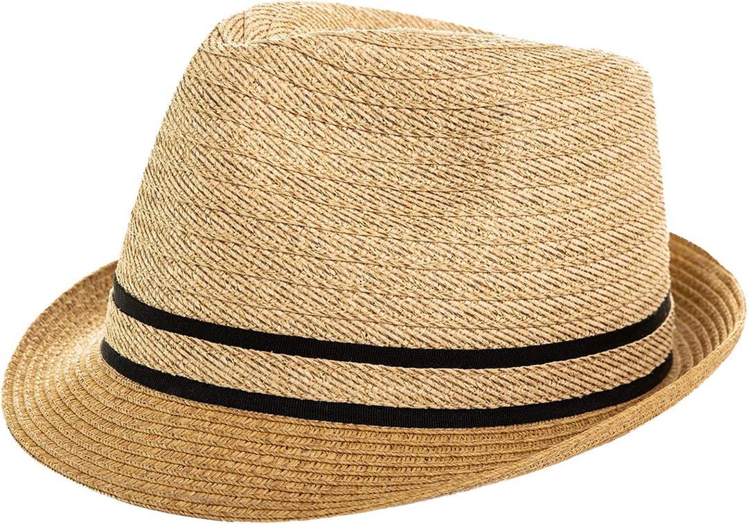 Comhats Oversize XL XXL Mens Summer Straw Fedoras Sun Hats Panama Derby Packable 57-64cm 22.4"-25.2" 7 1/8-8 (Large)