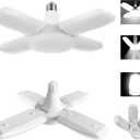 YWD LED Garage Lights 2Pack, 60W Deformable Led Ceiling Lighting 6000LM E26/E27 Daylight 6500K Super Bright Light Adjustable for Workbench, Barn, Warehouse