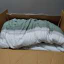 Litanika King Size Comforter Set Sage Green - 3 Pieces Lightweight Quilt Bedding Comforter Sets, Light Green White Colorblock Stripe Fluffy Bed Set, All Season Down Alternative