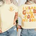 Childhood Cancer Awareness Shirt Women in September We Wear Gold Tshirt Gold Ribbon Pediatric Cancer Short Sleeve Tops (M)