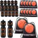 Talltalk 24 Pcs Basketball Party Favors 24 oz Basketball Water Bottle Gift for Team with Drawstring Bag Tumbler Cup Sports Themed Accessories for Events Gift Supplies