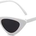 3 x SOJOS Retro Vintage Narrow Cat Eye Sunglasses for Women Clout Goggles Plastic Frame Cardi SJ2044 with White Frame/Grey Lens