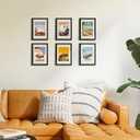 Upsimples A4 Picture Frame Set of 5, Display Pictures 6x8 with Mat or 8.3x11.7 Without, Wall Gallery Poster Frames, Black