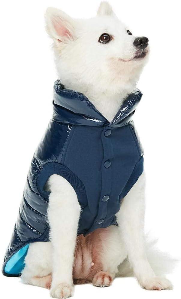 Blueberry Pet Cozy & Comfy Windproof Lightweight Quilted Fall Winter Glossy Dog Puffer Jacket in Navy Blue, Back Length 15.75", Size 14, Warm Coat for Medium Dogs (Size 14 (Pack of 1), Navy Blue)