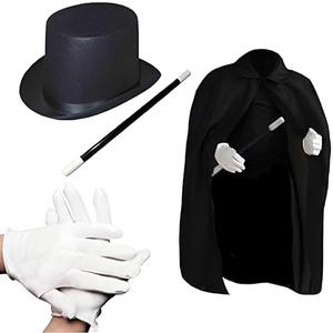 PREXTEX Kids Magician Costume Kids Toy Kit Set for Boy and Girls with Top Hat, Cape, Magic Wand, White Gloves for Magic Tricks Show and Halloween Costume | Great for Toddler and 10-12 Year Old Kids