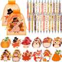 24 Sets Fall Sticky Notes and Thanksgiving Ballpoint Pens, Pumpkin Maple Leaf Acorn Shape Notepads Pens Fall Party Favors Thanksgiving Gifts Bulk for Coworker Teacher Nurse School Office Supplies